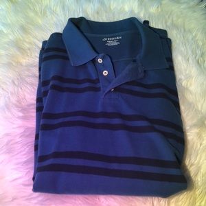 blue and black striped men’s collard shirt